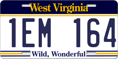 WV license plate 1EM164