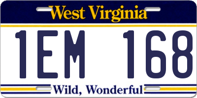 WV license plate 1EM168