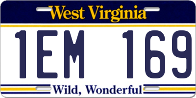 WV license plate 1EM169