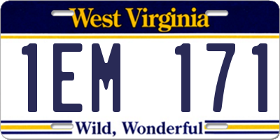 WV license plate 1EM171