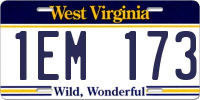 WV license plate 1EM173