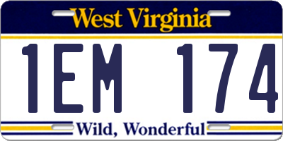 WV license plate 1EM174