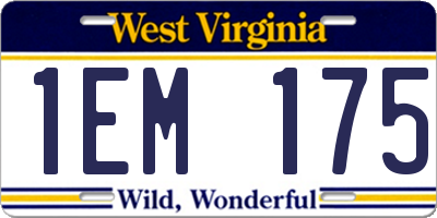 WV license plate 1EM175