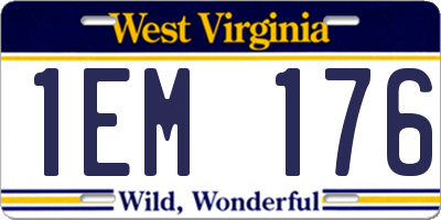WV license plate 1EM176