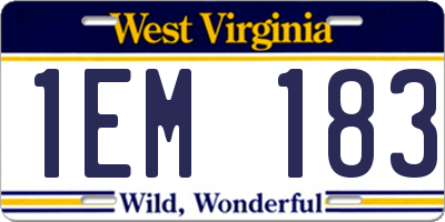 WV license plate 1EM183