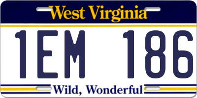 WV license plate 1EM186