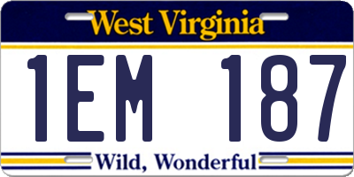 WV license plate 1EM187