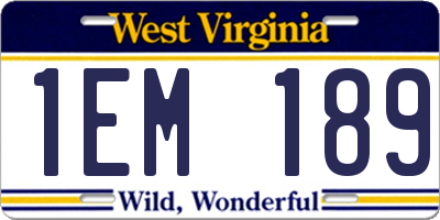 WV license plate 1EM189