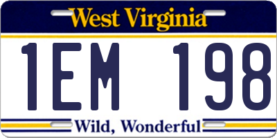 WV license plate 1EM198
