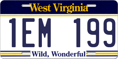 WV license plate 1EM199