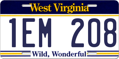 WV license plate 1EM208