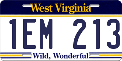 WV license plate 1EM213