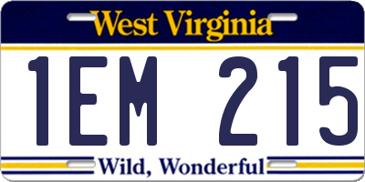 WV license plate 1EM215