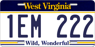 WV license plate 1EM222