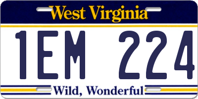 WV license plate 1EM224
