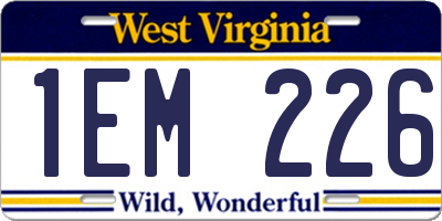 WV license plate 1EM226