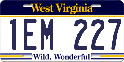WV license plate 1EM227