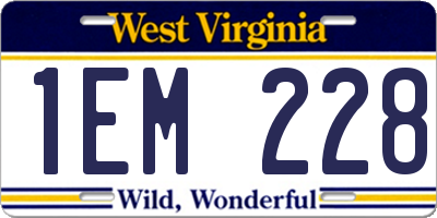 WV license plate 1EM228