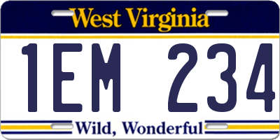 WV license plate 1EM234