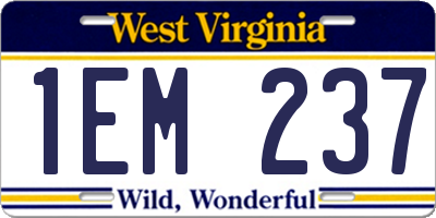 WV license plate 1EM237