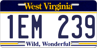 WV license plate 1EM239