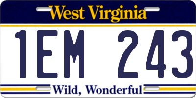WV license plate 1EM243