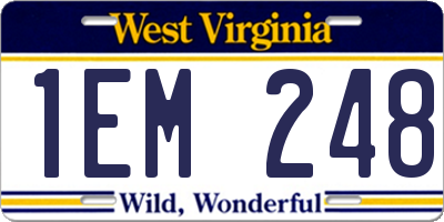 WV license plate 1EM248