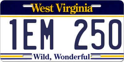 WV license plate 1EM250