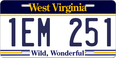 WV license plate 1EM251
