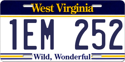 WV license plate 1EM252