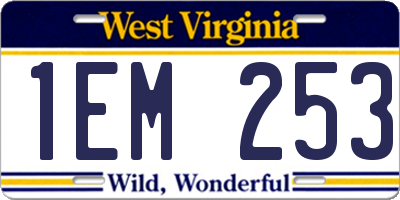 WV license plate 1EM253