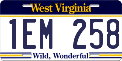 WV license plate 1EM258