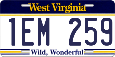 WV license plate 1EM259
