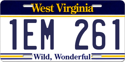 WV license plate 1EM261
