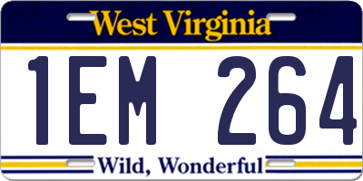 WV license plate 1EM264