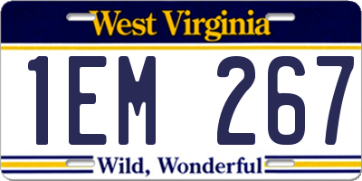 WV license plate 1EM267