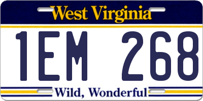 WV license plate 1EM268