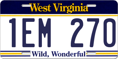 WV license plate 1EM270