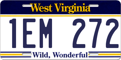 WV license plate 1EM272