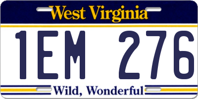 WV license plate 1EM276
