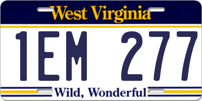 WV license plate 1EM277