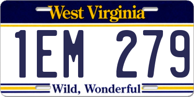 WV license plate 1EM279