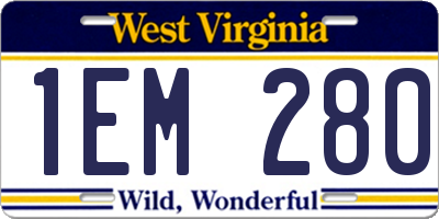 WV license plate 1EM280