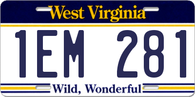 WV license plate 1EM281