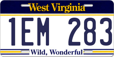 WV license plate 1EM283