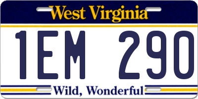 WV license plate 1EM290