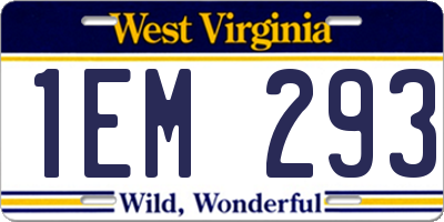 WV license plate 1EM293