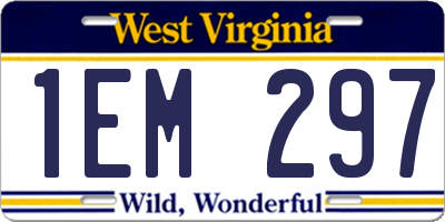 WV license plate 1EM297