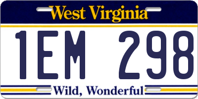 WV license plate 1EM298
