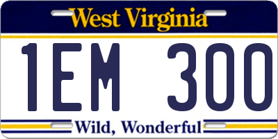 WV license plate 1EM300